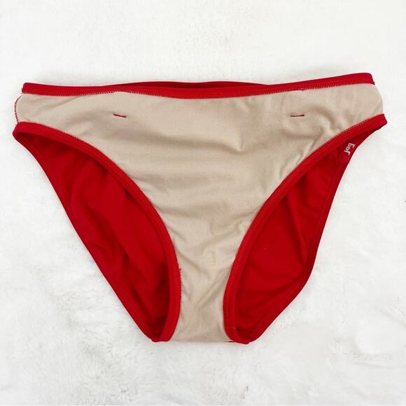 Vintage Jag Bikini Bottoms Retro Mod Swim Poolside Beach Red White Belt Large - Picture 3 of 8